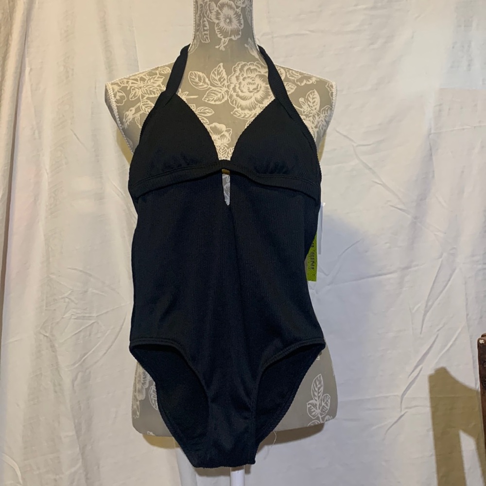 Gianni Bini One-Piece Halter Top Black Swimsuit